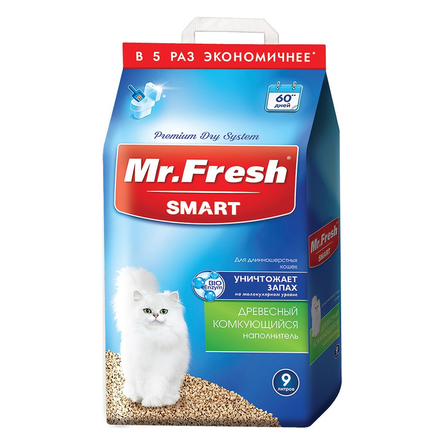 Mr.Fresh Smart древесный комкующийся наполнитель для длинношерстных кошек – интернет-магазин Ле’Муррр