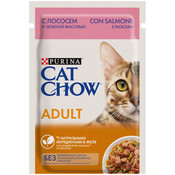Влажный корм Cat Chow® для взрослых кошек, с лососем и зеленой фасолью в желе, Пауч