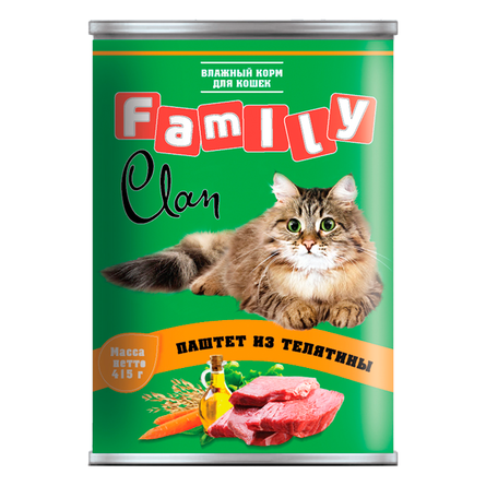 Clan Family Паштет для взрослых кошек (с телятиной) – интернет-магазин Ле’Муррр